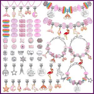 DIY Charm Bracelet Making Kit with Beads Charms Pendants